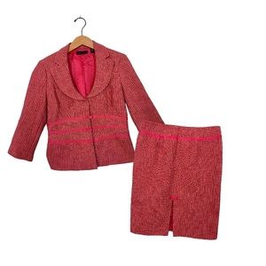Y2K Context Pink Bow Tweed Skirt Suit